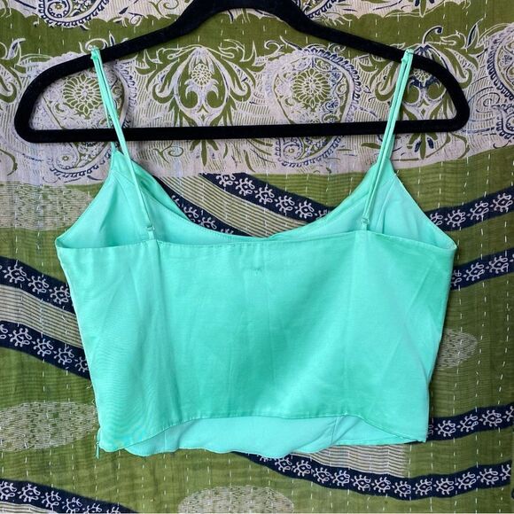 Zara Satin Effect Electric Green Corset Crop Top Size Medium - Picture 5 of 14